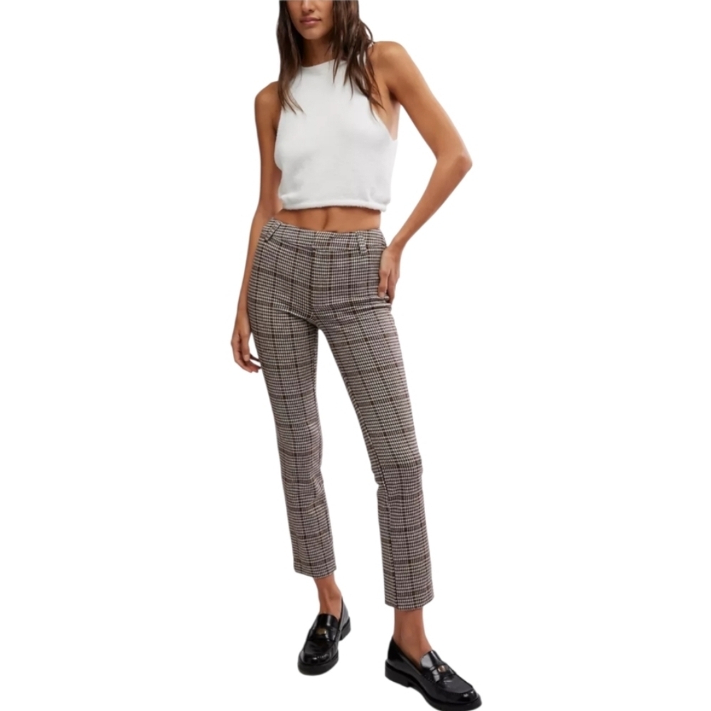 {Free People} NWT Molly Slim Plaid Pants - Size 8